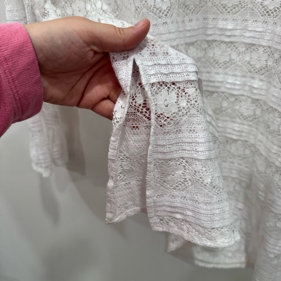 La Blanca Pleated Lace Crochet V-Neck Swim Beach Cover Up Tunic Dress Large - Picture 7 of 7